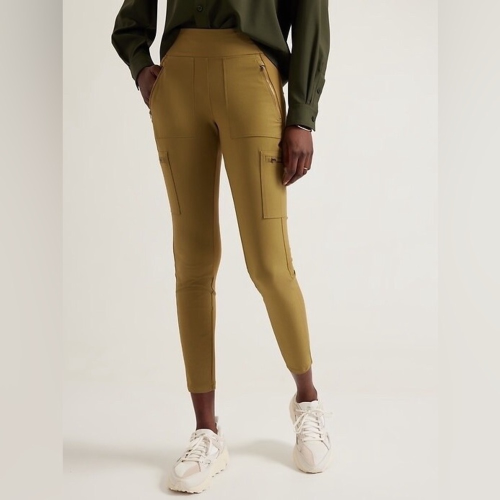 Slim Cargo Ponte Pants in Olive - Women's